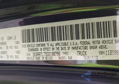 2016 Ram 1500 Big Horn from USA, damaged, VIN 3C6RR7LT5GG188796